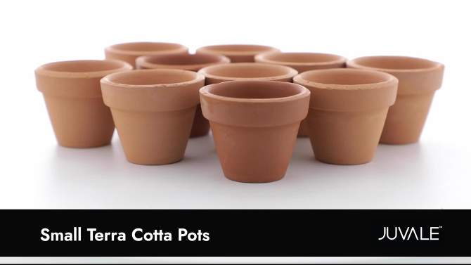 Juvale 10-Pack 1.5-Inch Mini Terracotta Plants Pots with Holes for Cactus, Succulents, Tiny Clay Flower Pot Planters for Nursery, Indoor Garden, 2 of 10, play video