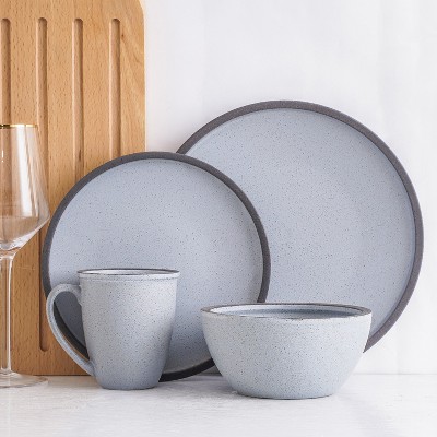 Blue and Grey Ceramic 16-Piece Dinnerware Set