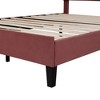 Bean Paste Red Queen-Sized Upholstered Platform Bed with Floral Velvet Headboard - 2 of 4
