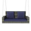 50" Outdoor 2-Person Wicker Hanging Porch Swing Chair with Cushions & Chains, 500 LBS Capacity - 3 of 4
