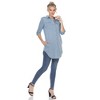 Women's Stretchy Button-Down Tunic - White Mark - 3 of 4