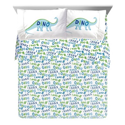 Full Blue Dinosaur Microfiber Kids Bedding Set