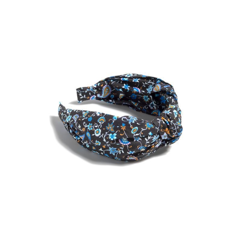 Shiraleah Black and Blue Floral Print Knotted Headband, 1 of 4