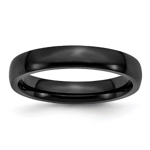 Black Bow Jewelry 4mm Black Plated Stainless Steel Polished Domed Band - 1 of 4