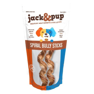 Jack&Pup Spiral Bully Beef Sticks Dog Treats - 7" to 8" Dog Treats - 2pk/1.4oz