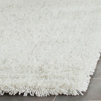 White Hand-Tufted Wool Shag Area Rug 9'6" x 13'6"