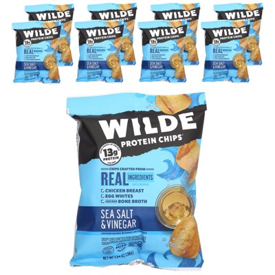 Wilde Brands Protein Chips, Sea Salt & Vinegar, 8 Bags, 1.34 oz (38 g) Each