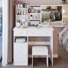 Sapphtopaz Makeup Vanity Desk with Right Sliding Mirror, Makeup Table with Left Drawer & Cushioned Stool, Multi Layer Storage Dresser for Bedroom - 2 of 4