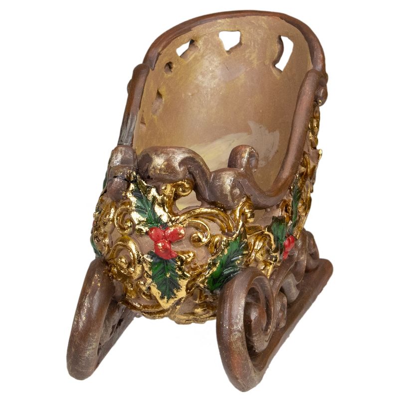 Northlight 8.75" Brown and Gold Sleigh Tabletop Christmas Decoration, 2 of 5