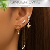 Marquise Dangle CZ Flat Back Earrings for Cartilage Helix Tragus Upper Lobe Gold Plated Sterling Silver 1 pair by Ginger Lyne - 3 of 4