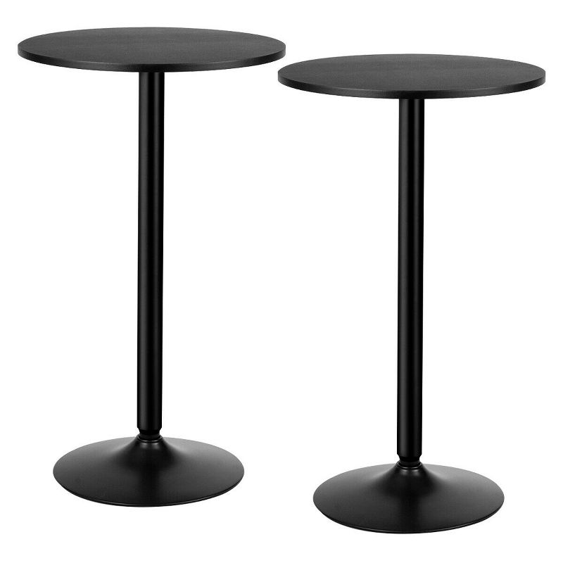 Costway Set of 2 Round Pub Table 24" Bistro Bar Height Cocktail Table w/Metal Base Black, 1 of 11