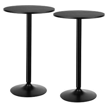Costway Set of 2 Round Pub Table 24" Bistro Bar Height Cocktail Table w/Metal Base Black