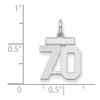 Black Bow Jewelry Sterling Silver, Athletic Collection, Small Polished Number 70 Pendant - 2 of 3