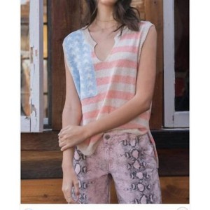 Women's AMERICAN FLAG SLEEVELESS LIGHTWEIGHT SWEATER - POL - 1 of 2