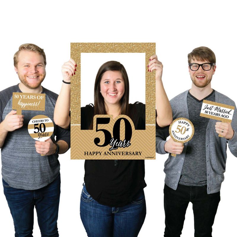 Big Dot of Happiness We Still Do - 50th Wedding Anniversary Selfie Photo Booth Picture Frame & Props - Printed on Sturdy Material, 1 of 8