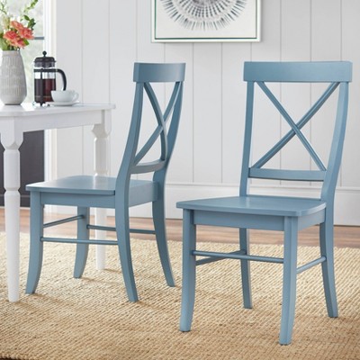 Set Of 2 Albury Cross Back Dining Chairs Blue Buylateral Target