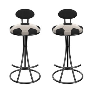 Maliang 2Pcs Round Bar Stools, Modern Velvet Upholstered Counter Chair for Dining Room - 1 of 4