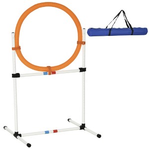 PawHut 2-in-1 Dog Obstacle Training Agility Equipment Tire Jump Ring/Hurdle Bar - 1 of 4