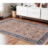 Teal Brown And Beige Oriental Area Rug With Fringe - 2 of 4