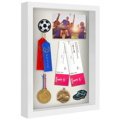 Americanflat 12" x 16" Shadow Box Frame in White with Soft Linen Back - Large Shadow Box Frame with Engineered Wood and Plexiglass Cover for Wall