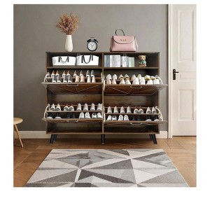 Farmhouse Shoe Organizer - Shoe Storage Cabinet with 4 Drawers & Open Shelf - Narrow Freestanding Rack for Entryway & Hallway - 1 of 4