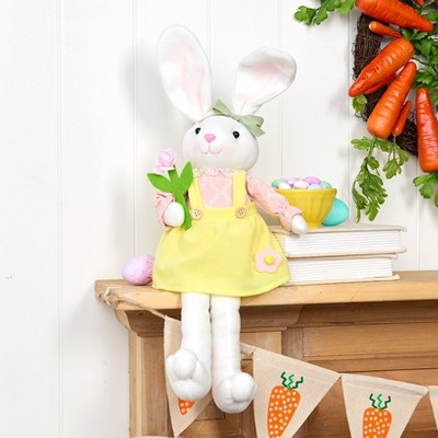 24" Yellow and Pink Plush Easter Bunny Doll