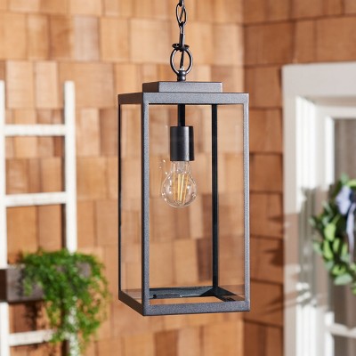 Rinnah Black and Glass Outdoor Pendant Light