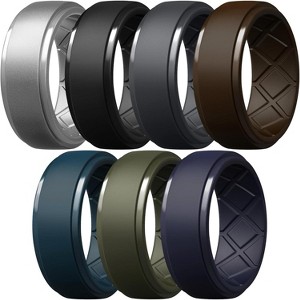 Men's 10mm Silicone Wedding Bands - 2.5mm Thick Breathable Multipack (1/4/7-Pack) - 1 of 4