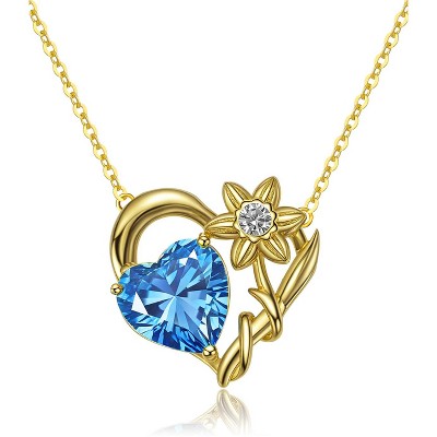Molenia Birthstone Heart Necklace for Women: 936 Sterling Silver Heart Pendant with Birthstone Romantic Jewelry Gifts for Mom Her Birthday Christmas