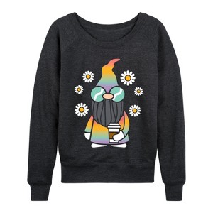 Women's - Instant Message - Boho Gnome Lightweight French Terry Wide Neck Long Sleeve Graphic Shirt - 1 of 4