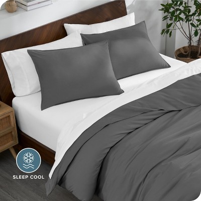 Full/Queen Gray Organic Cotton Jersey Duvet Cover Set