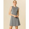 INSPIRE CHIC Women's Plaid Sleeveless Fit A-Line Houndstooth Work Mini Dress - 3 of 4