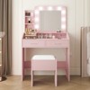 Vanity Desk with Power Outlet, Makeup Vanity with Large Mirror and LED Lights, 7 Drawers & Cushioned Stool - 2 of 4