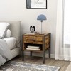NicBex 1 Drawer Dresser for Bedroom,  Set of 2 Pcs Industrial Style Dressers with Sturdy Steel Frame,Dressers for Closet,Living Room,Hallway,Brown - 2 of 4