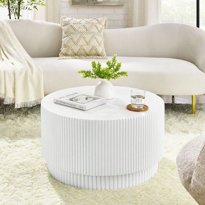 NicBex Modern 30" Round Coffee Table with Barrel Style for Living Room and Bedroom