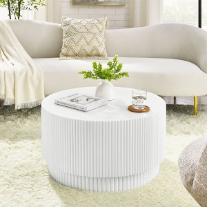 NicBex Nordic Style H-Barrel Coffee Table with Vertical Texture Design,Simple Cylinder Side Table,Center Table for Living Room,Bedroom - 1 of 4