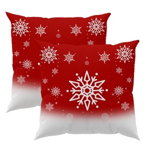 Christmas Throw Pillow Covers 18x18 Inch Set of 2, Red Snowflake - 1 of 3