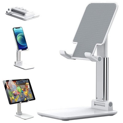 Boersma Adjustable Aluminum Cell Phone & Tablet Stand – Foldable Desktop Holder with Anti-Slip Base , Compatible with All Smartphones and Tablets