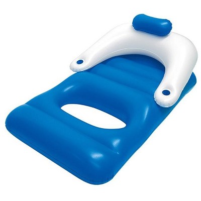 Swim Central 62" Inflatable Blue and White Classic Swimming Pool Lounger With Holders