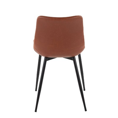 Durango Dark Brown Faux Leather Side Chair with Metal Legs, Set of 2