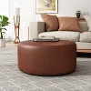 Lyngins Velvet Round Benches,Modern Upholstered Ottoman Bench for Living Room,Bedroom - 2 of 4