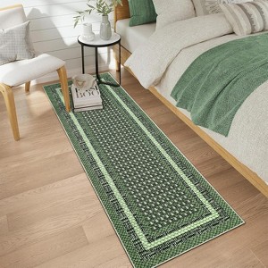 Washable Braided Printed Area Rug, Non Slip Low Pile Foldable Carpet, Soft Thin Stain Resistant Mat for Living Room Bedroom Kitchen - 1 of 4
