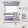 Bacati - Love Gray/Lilac set of 2 Small Side Crib Rail Guard Covers - 4 of 4