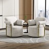360° Swivel Boucle Barrel Chair, Upholstered Armchair with Gold Metal Legs, Comfortable Round Accent Chair for Living Room - Koiai - 2 of 4