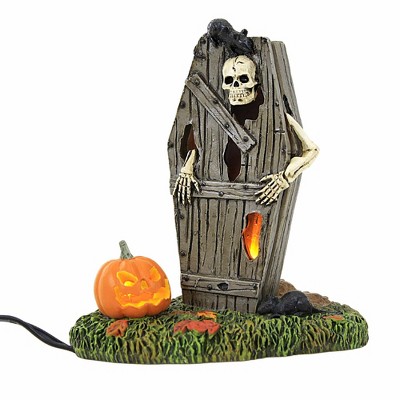 Department 56 Villages Lit Raised From The Dirt - One Lit Accessory 4.25  Inches - Skeleton Crypt Coffin Jack-O-Lantern - 6012282 - Resin -