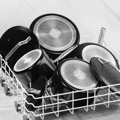 Modern Black 11-Piece Aluminum and Stainless Steel Nonstick Cookware Set