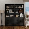 6-Tier Bookshelf with Door and 3 Drawers, 71" Tall Bookcase with 3-Tier Open Shelves, Wooden Book Shelf with Storage Cabinet - 2 of 4