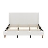 Merax Modern Upholstered Platform Bed with Wingback Headboard and Walnut Wooden Legs - 3 of 4