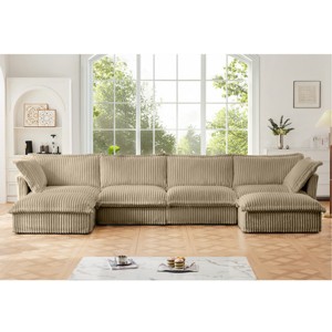 Upholstered Sectional Sofa, 4 Seater Free Combination Convertible Sofa, Sofas with Ottoman, Corduroy Fabric Sectional Sofas-Cuddlewood - 1 of 4