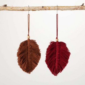 Bo-Ho Feather Ornament Multicolor 6"H  Set of 2 - 1 of 2